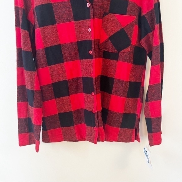 Nordstrom Red Buffalo Plaid Long Sleeve Button Down Flannel Pajama Top Sz M NEW - Picture 3 of 8